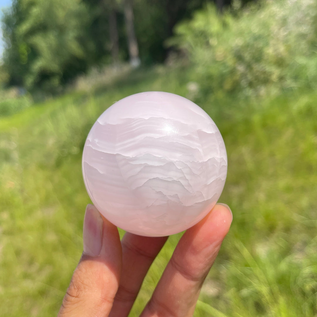 Natural Crystal Rounded Pink Calcite Sphere