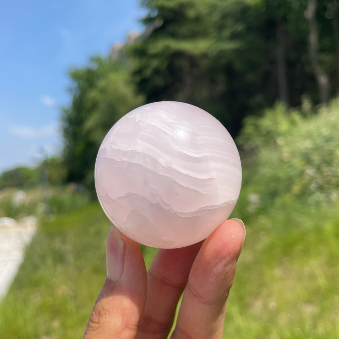 Natural Crystal Rounded Pink Calcite Sphere
