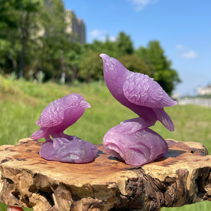 Unique,Natural Crystal Lepidolite Bird Carving