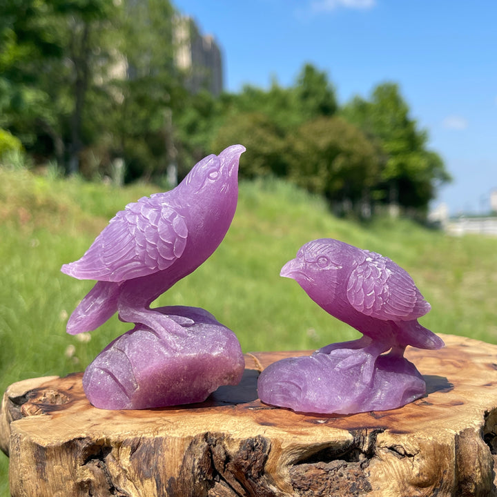 Unique,Natural Crystal Lepidolite Bird Carving