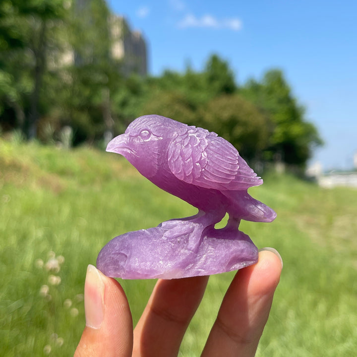 Unique,Natural Crystal Lepidolite Bird Carving
