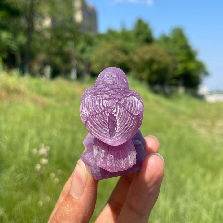 Unique,Natural Crystal Lepidolite Bird Carving