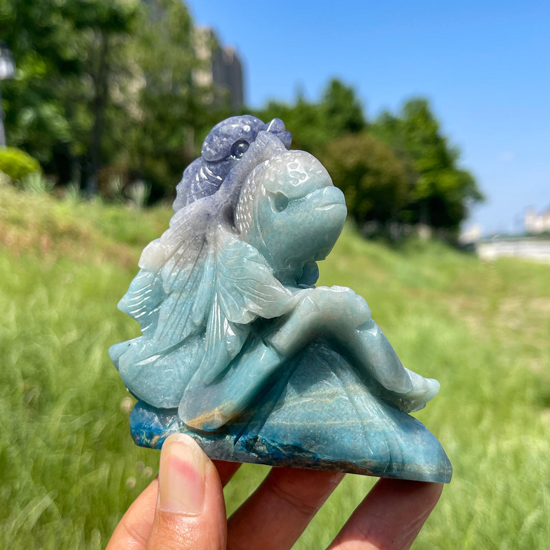 Unique,Natural Trolleite Crystal Goldfish Carving