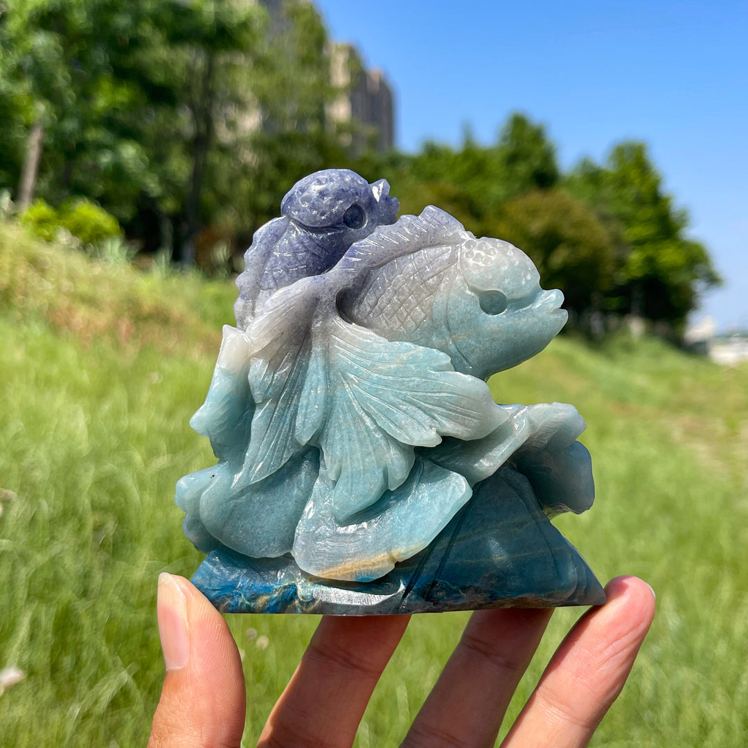 Unique,Natural Trolleite Crystal Goldfish Carving