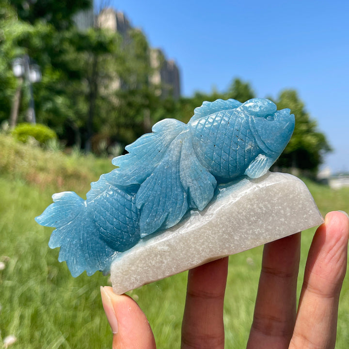 Unique,Natural Trolleite Crystal Double Goldfish Carving