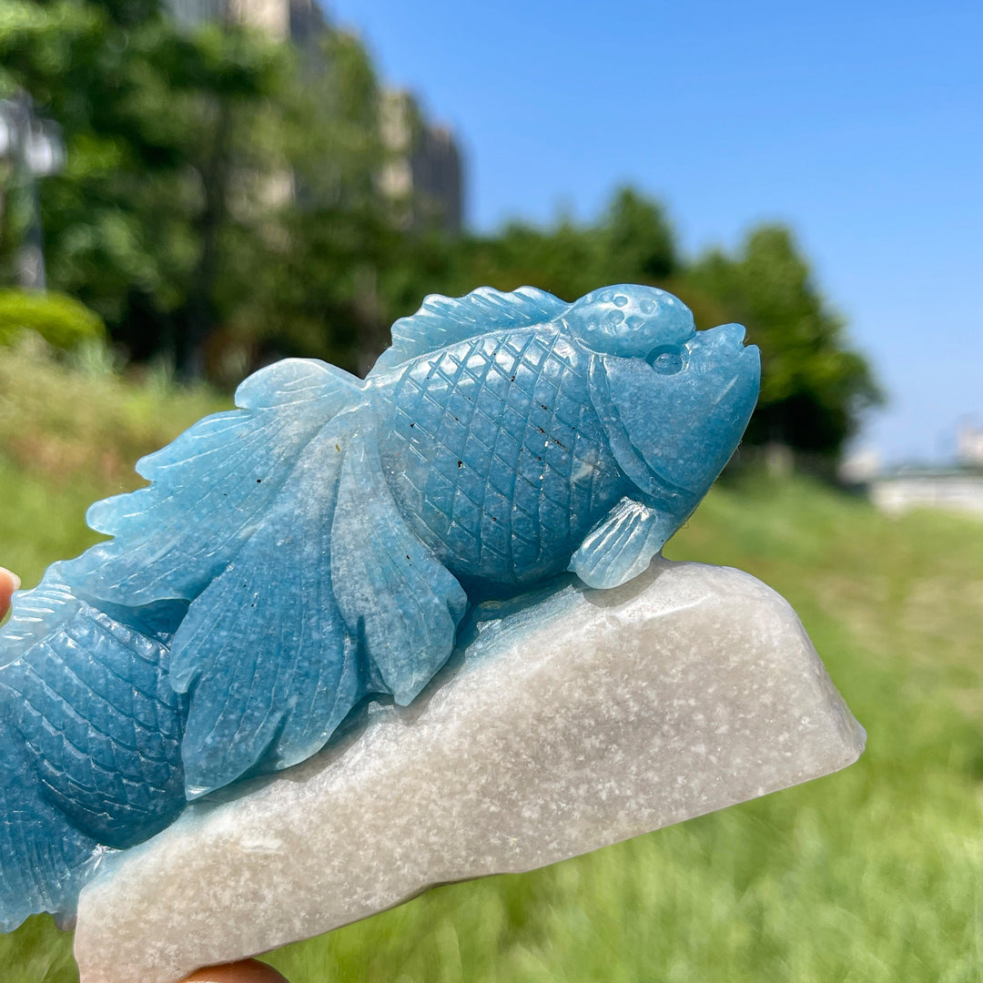 Unique,Natural Trolleite Crystal Double Goldfish Carving
