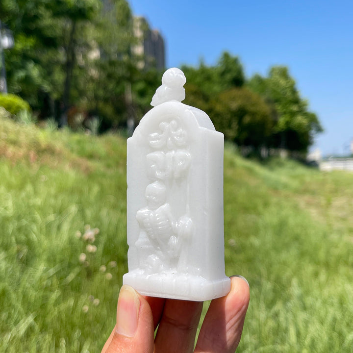 Natural Crystal Gothic Tombstone With Raven Carving