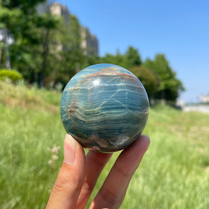 Natural Crystal Ethereal Lemurian Aquatine Calcite Sphere