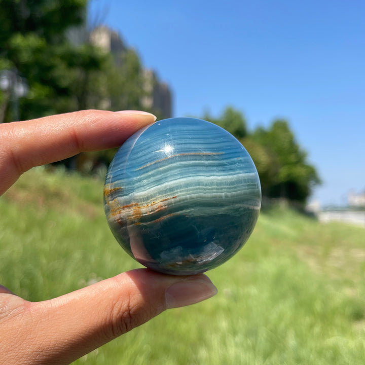 Natural Crystal Ethereal Lemurian Aquatine Calcite Sphere
