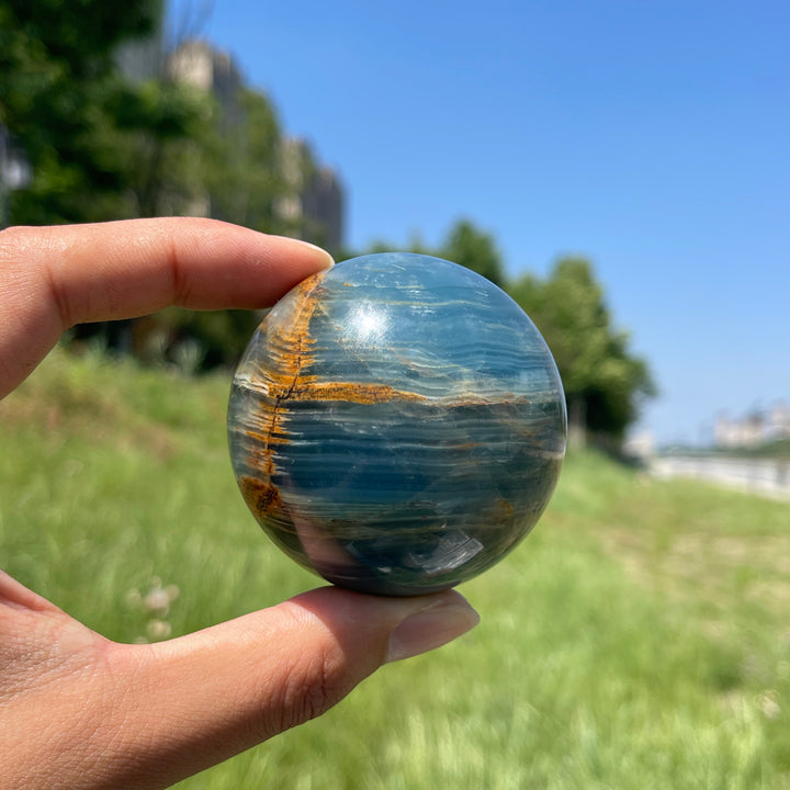 Natural Crystal Ethereal Lemurian Aquatine Calcite Sphere