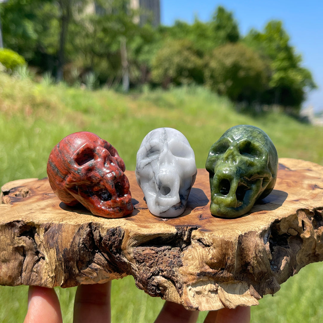 Natural Crystal Vampire Skull Carving