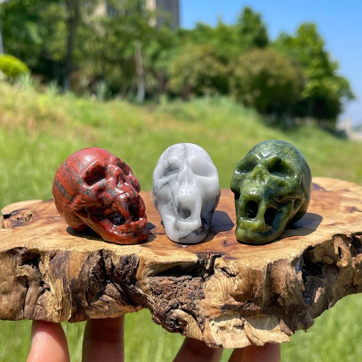 Natural Crystal Vampire Skull Carving