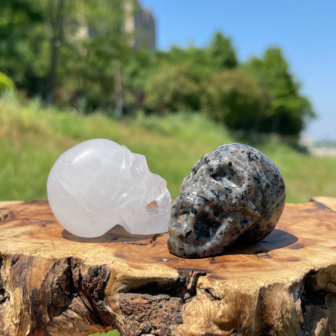 Natural Crystal Vampire Skull Carving
