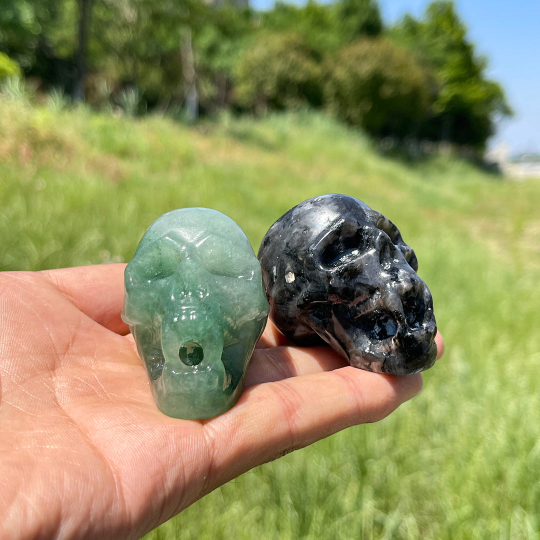 Natural Crystal Vampire Skull Carving