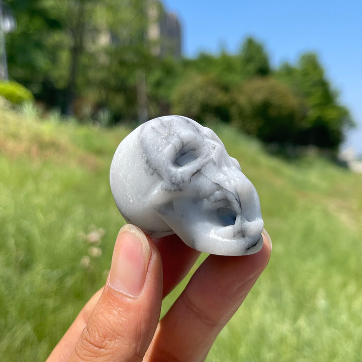 Natural Crystal Vampire Skull Carving