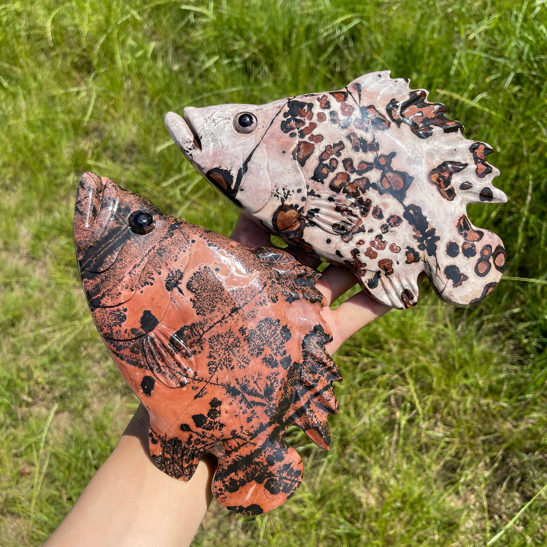 Unique,Natural Crystal Cute Picture Jasper Fish Carving