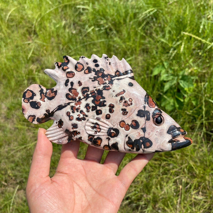 Unique,Natural Crystal Cute Picture Jasper Fish Carving