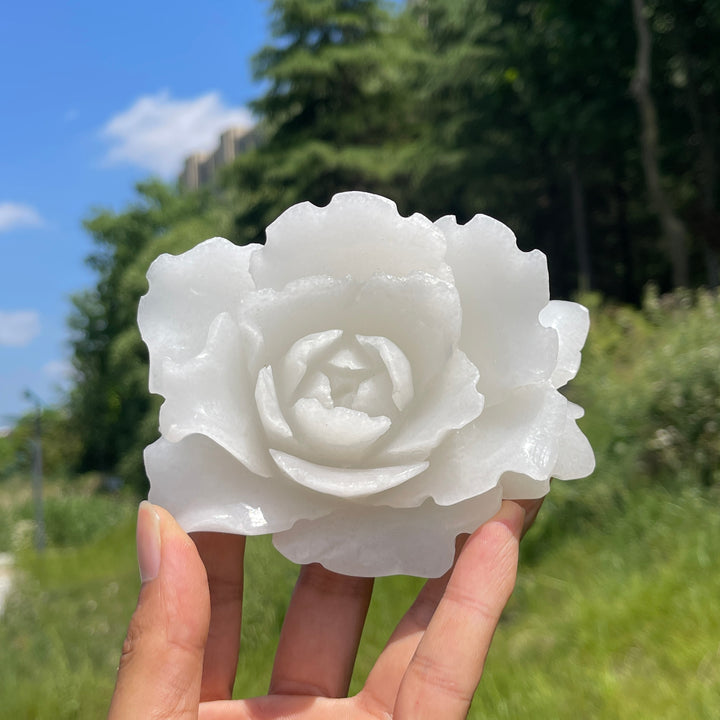 Unique,Natural Crystal Afghanistan Jade Peony Carving