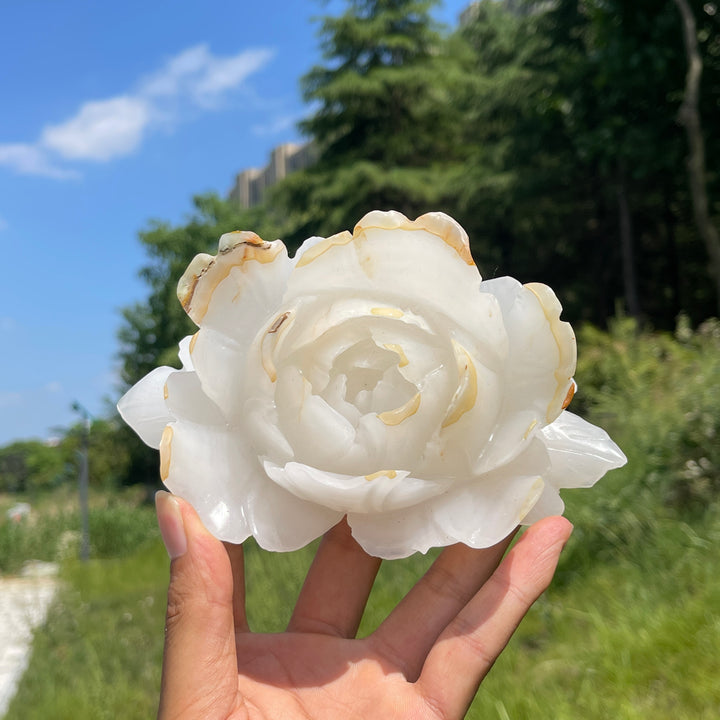 Unique,Natural Crystal Afghanistan Jade Peony Carving