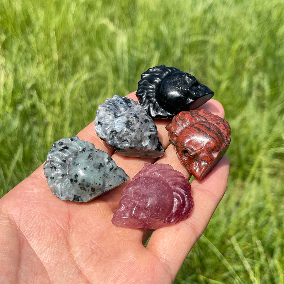 Natural Crystal Edgy Punk Skull Carving