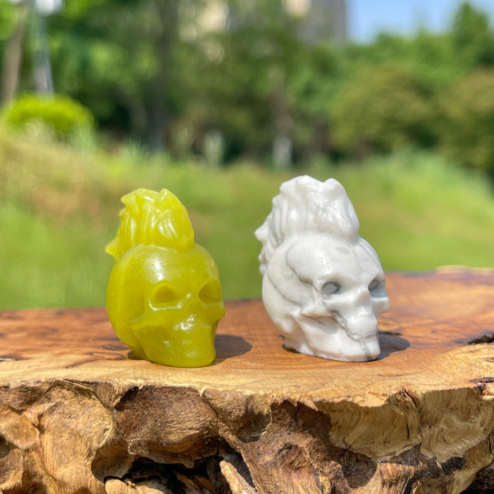 Natural Crystal Edgy Punk Skull Carving