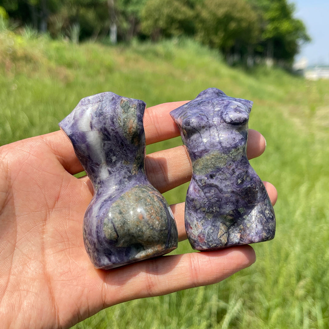 A Slightly Imperfect Natural Crystal Opalized Fluorite Goddess Carving