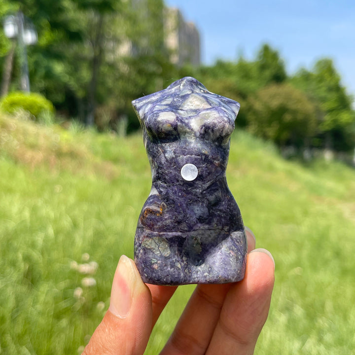 A Slightly Imperfect Natural Crystal Opalized Fluorite Goddess Carving
