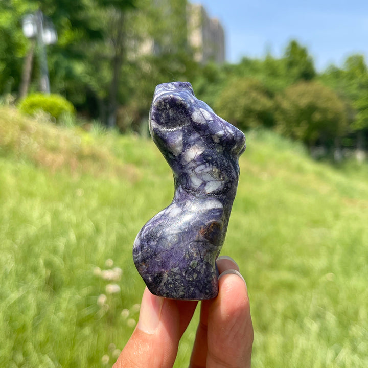 A Slightly Imperfect Natural Crystal Opalized Fluorite Goddess Carving