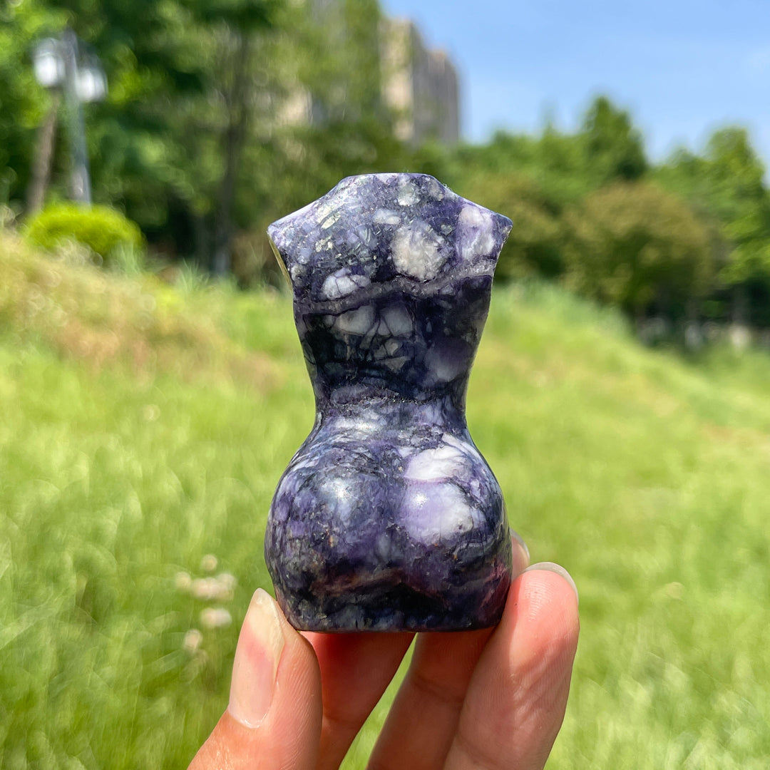 A Slightly Imperfect Natural Crystal Opalized Fluorite Goddess Carving