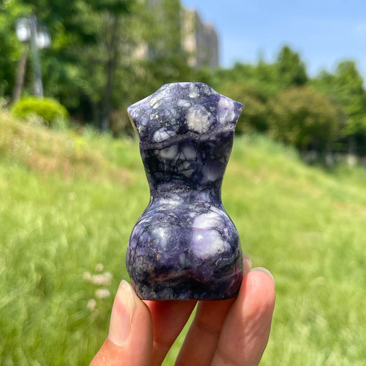 A Slightly Imperfect Natural Crystal Opalized Fluorite Goddess Carving