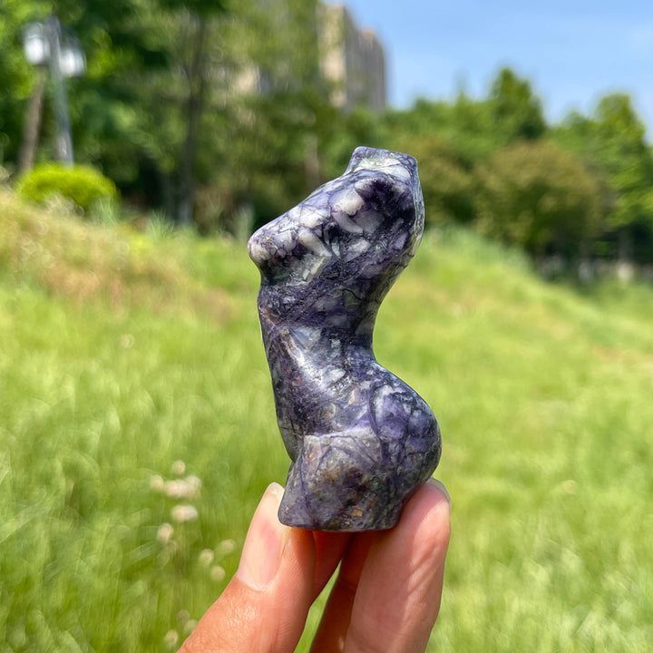 A Slightly Imperfect Natural Crystal Opalized Fluorite Goddess Carving