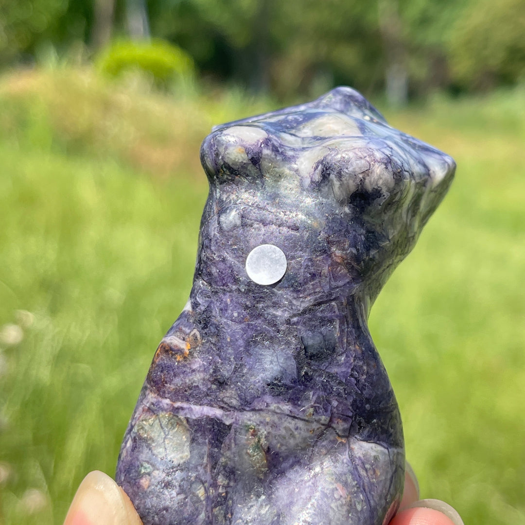 A Slightly Imperfect Natural Crystal Opalized Fluorite Goddess Carving