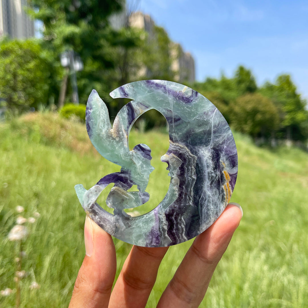Natural Crystal Enchanting Moon Fairy Carving