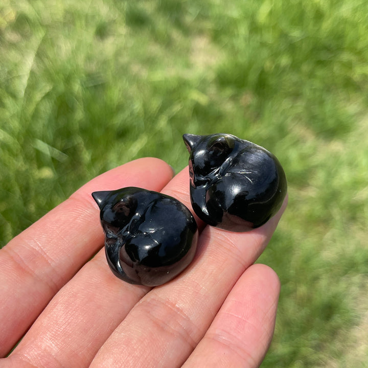 Natural Crystal Carving Sleeping Cat