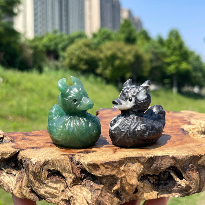 Natural Crystal Cute Devil Duck Carving