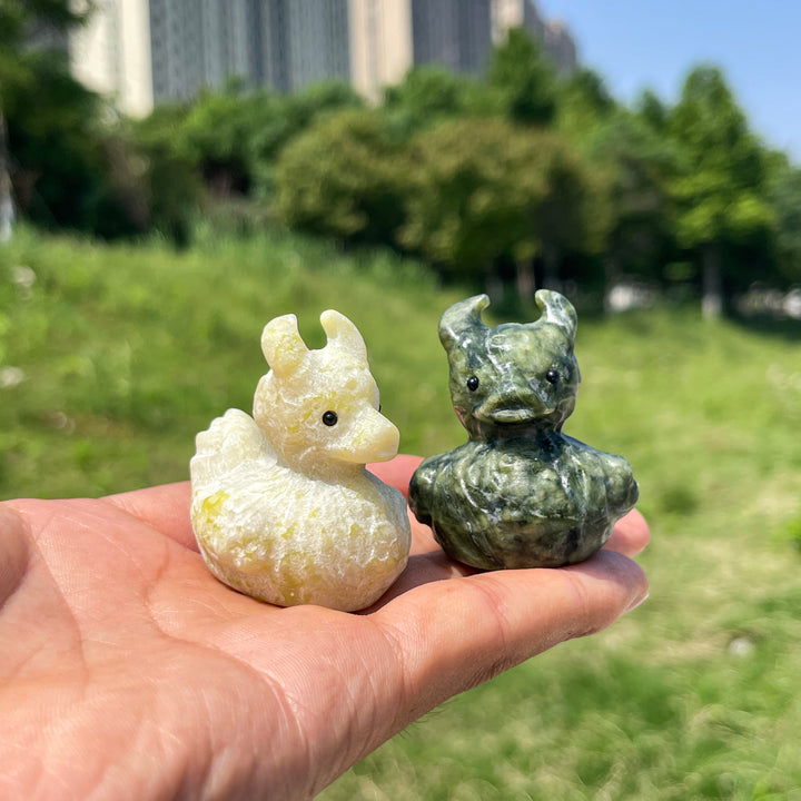 Natural Crystal Cute Devil Duck Carving