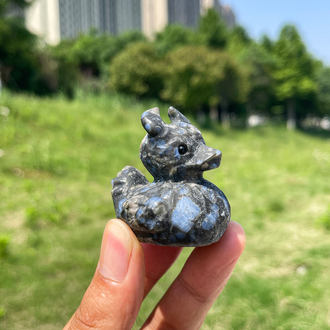 Natural Crystal Cute Devil Duck Carving