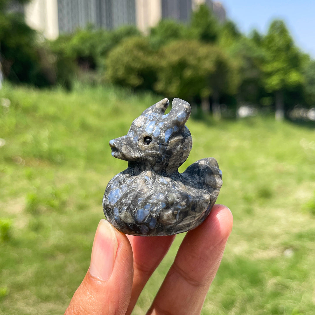 Natural Crystal Cute Devil Duck Carving