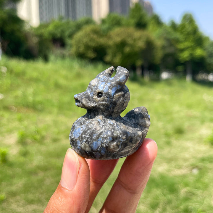 Natural Crystal Cute Devil Duck Carving