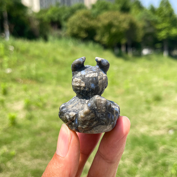 Natural Crystal Cute Devil Duck Carving