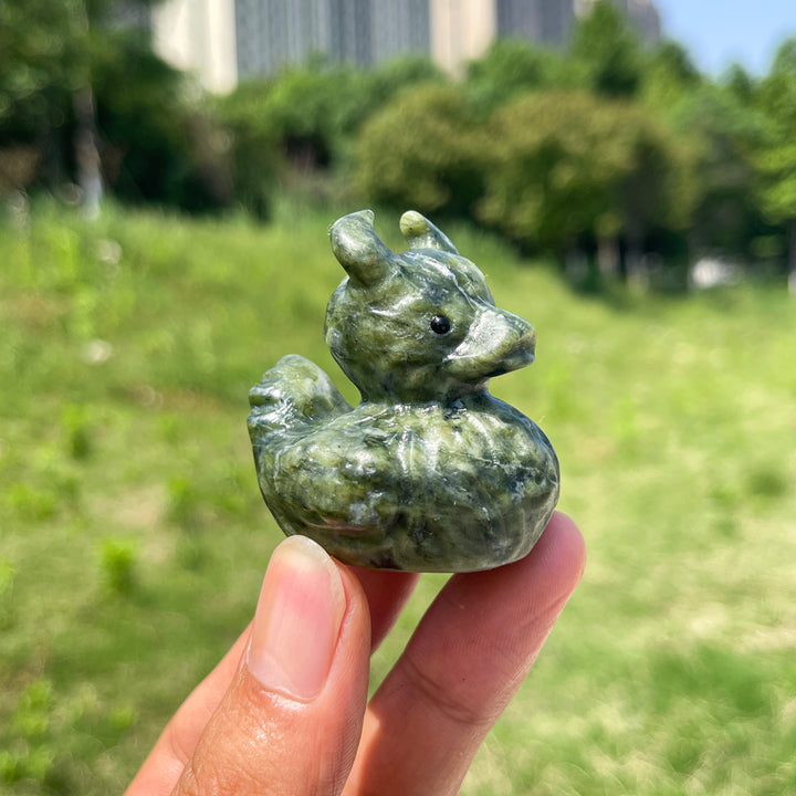Natural Crystal Cute Devil Duck Carving