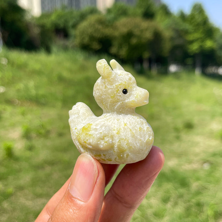Natural Crystal Cute Devil Duck Carving