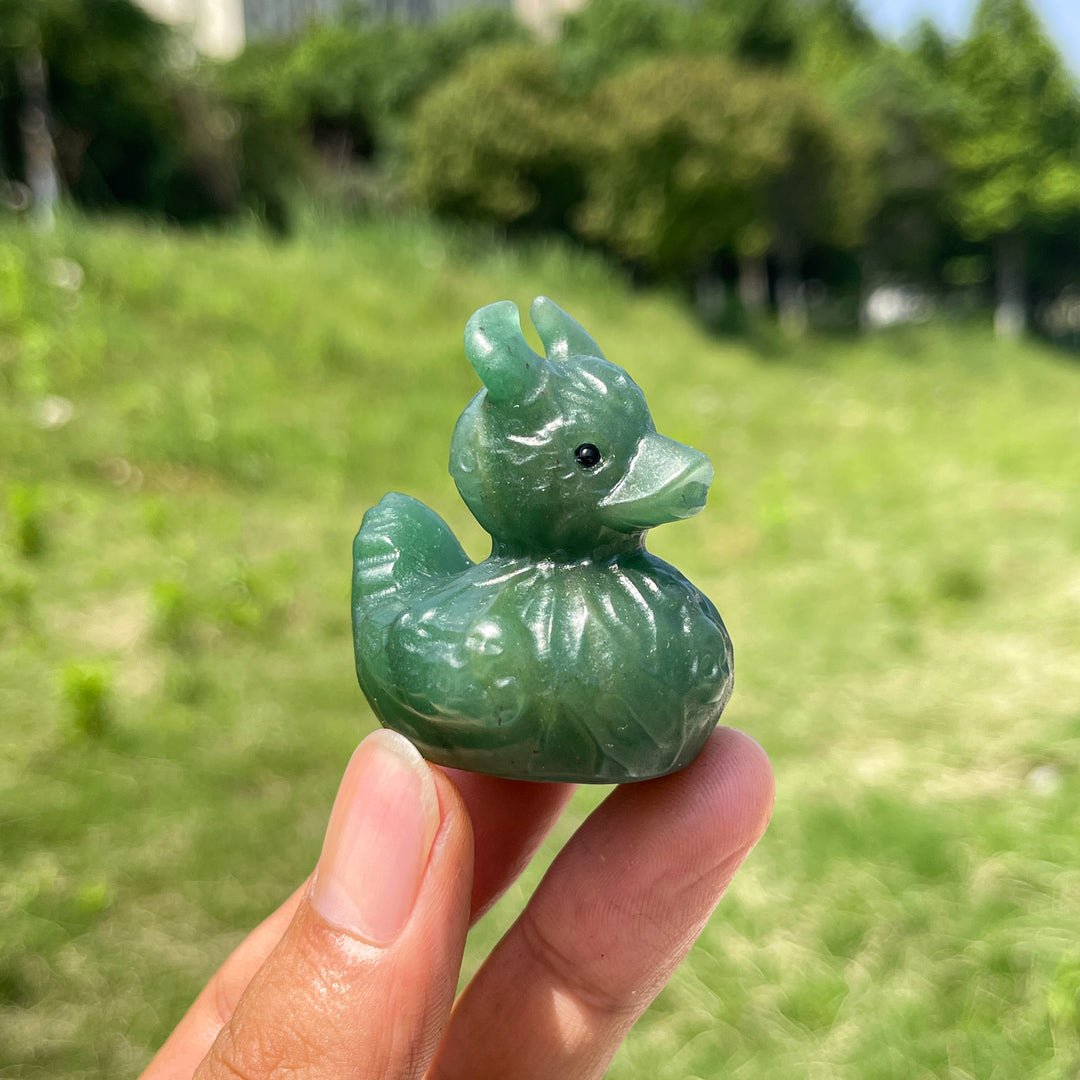 Natural Crystal Cute Devil Duck Carving