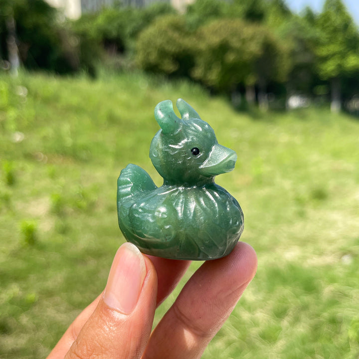 Natural Crystal Cute Devil Duck Carving