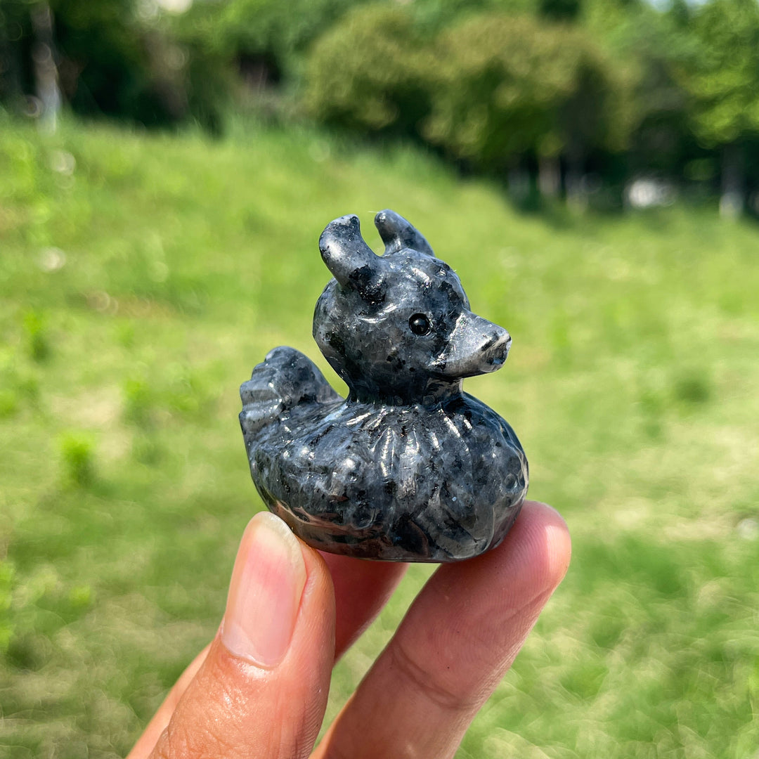 Natural Crystal Cute Devil Duck Carving
