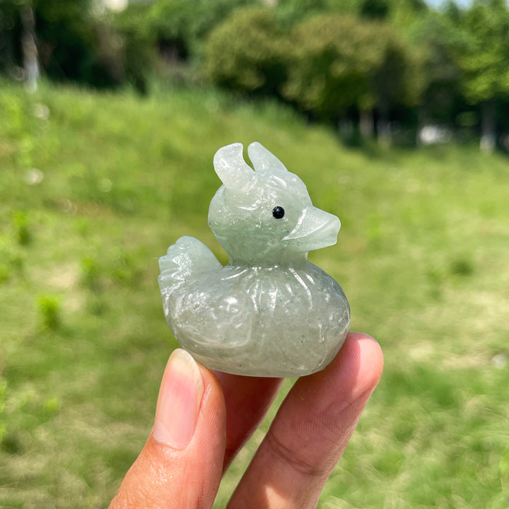 Natural Crystal Cute Devil Duck Carving