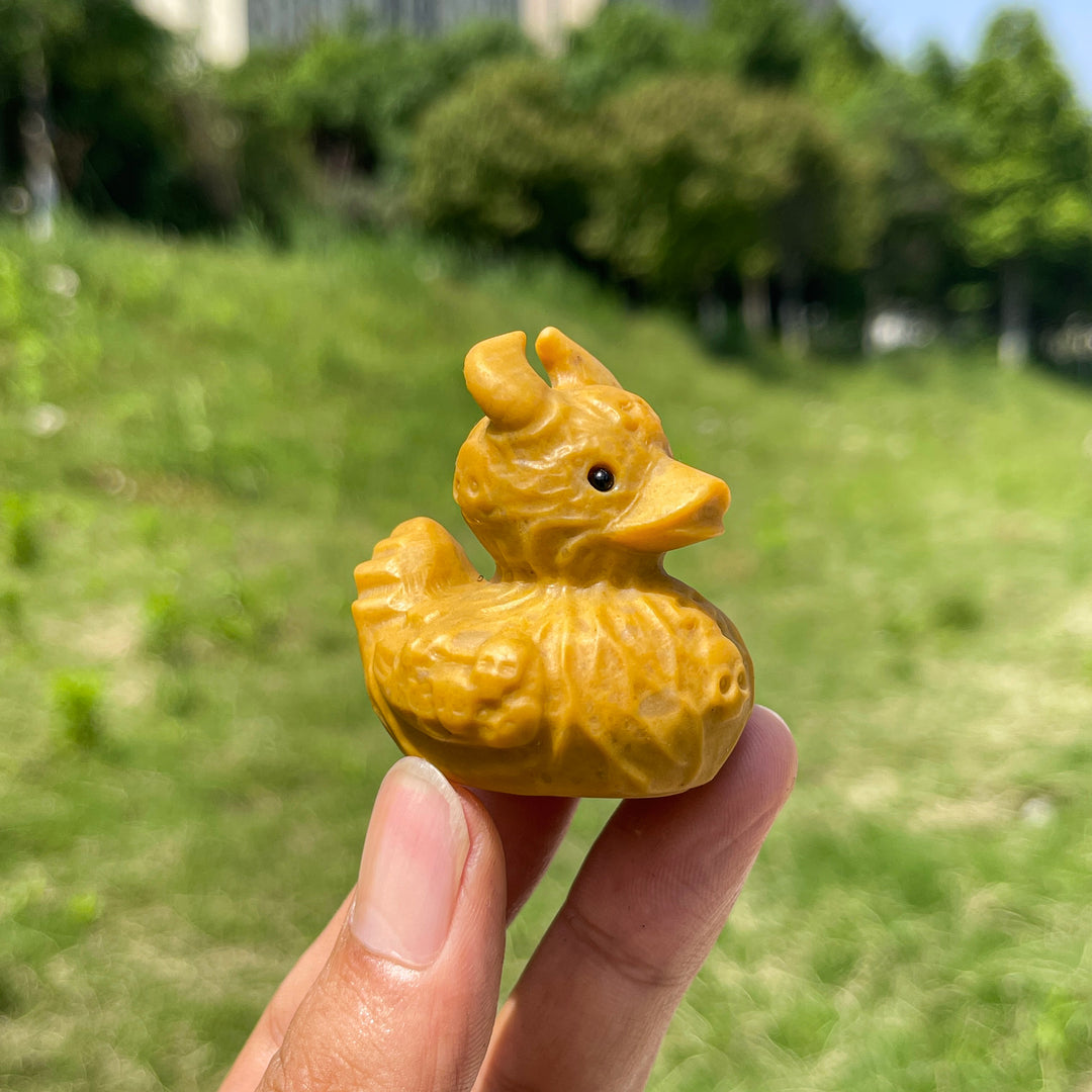 Natural Crystal Cute Devil Duck Carving