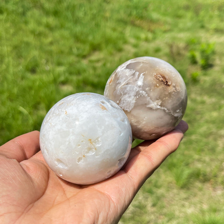 Natural White Agate Crystal Sphere