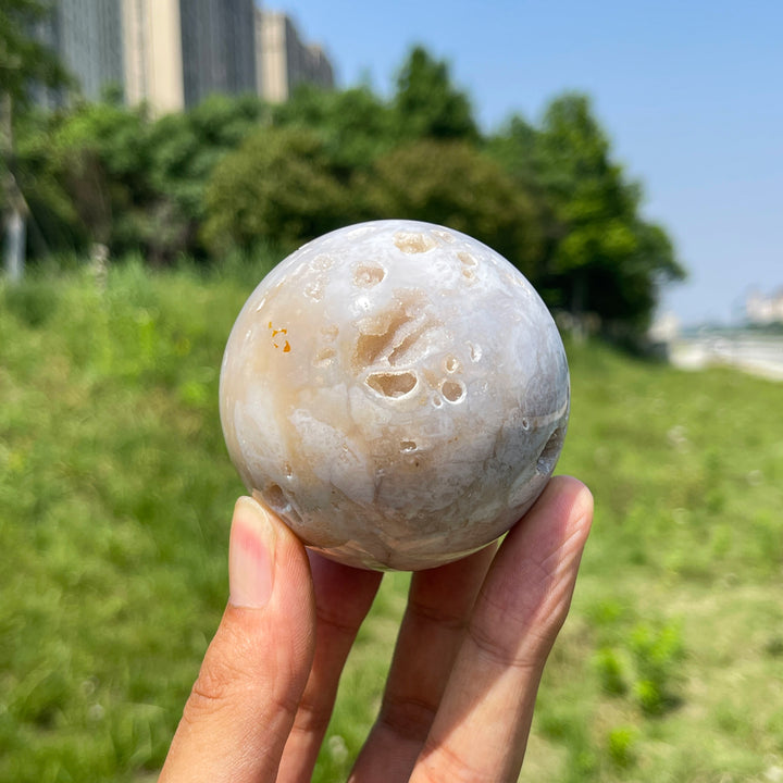Natural White Agate Crystal Sphere