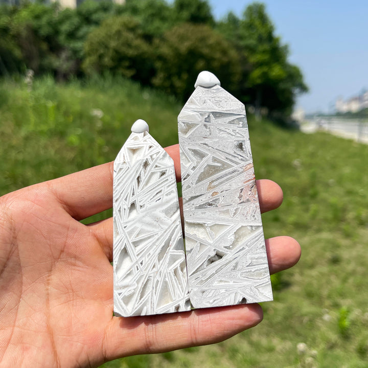 Natural Crystal White Mexican Agate Point